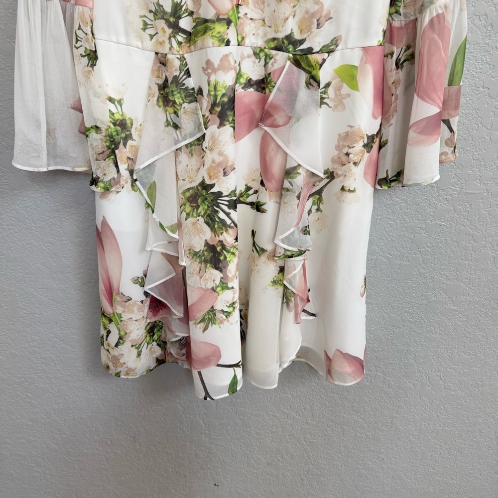 Ted Baker Beccaa Harmony Ruffle Bow Neck Dress with a floral print Size 2 - Picture 3 of 6